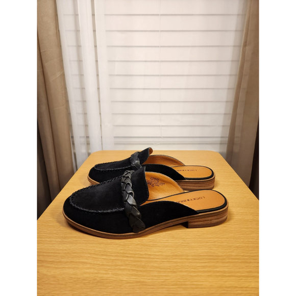 Lucky Brand Suede LEATHER Mule Loafers Slippers Sandal Shoes Size 9.5 M BLACK - Picture 6 of 14